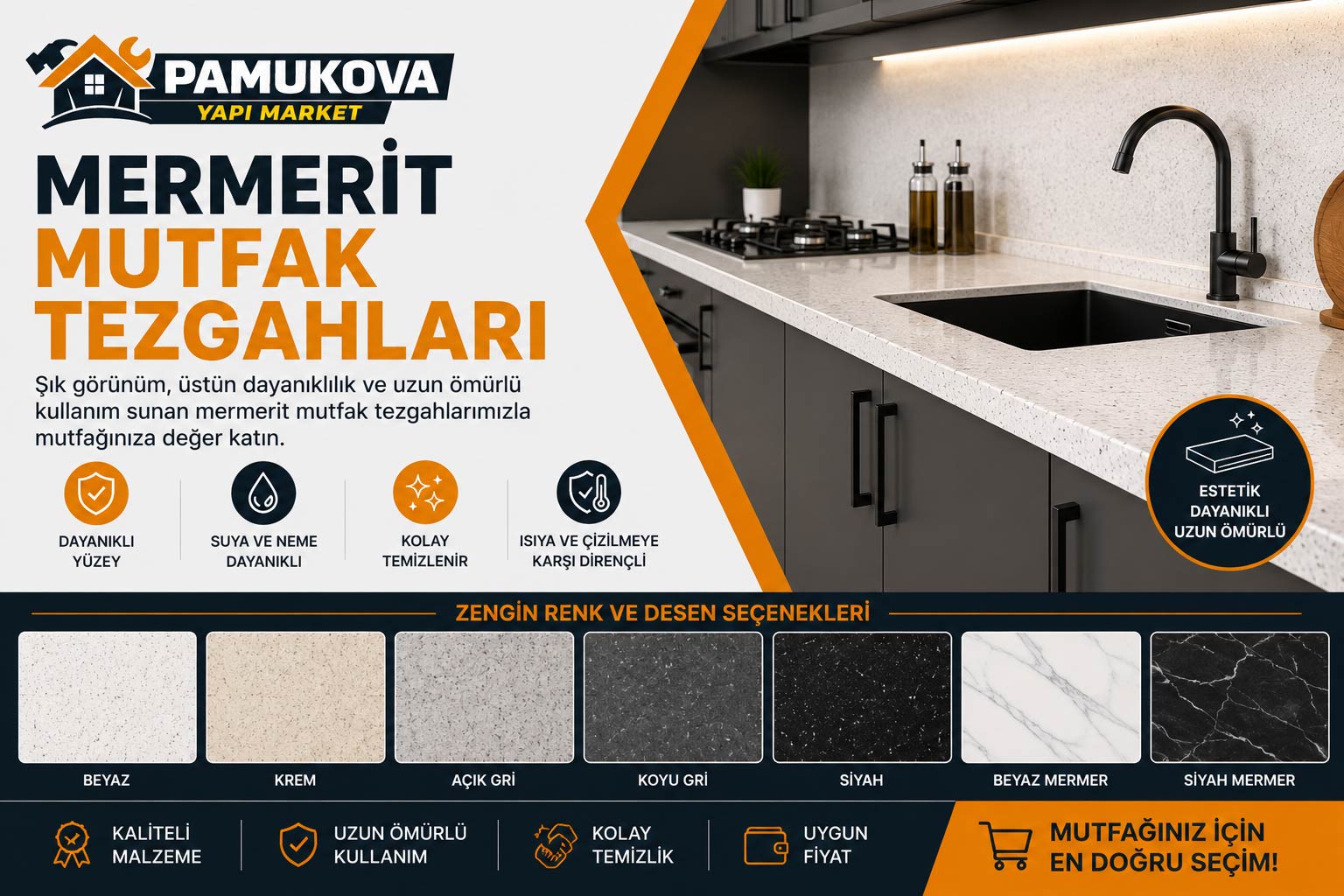 MERMERİT MUTFAK TEZGAHLARI